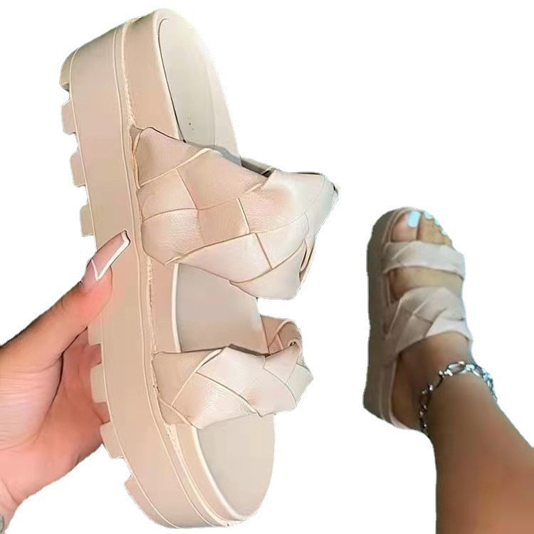 Woven Upper With Platform Sole And Platform Sandals