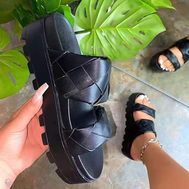 Woven Upper With Platform Sole And Platform Sandals
