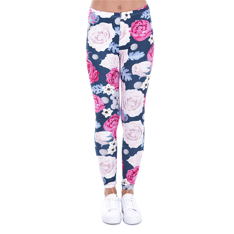 EBAY Amazon Women's WISH Hot Selling Style Peony Print Leggings Yoga Pants