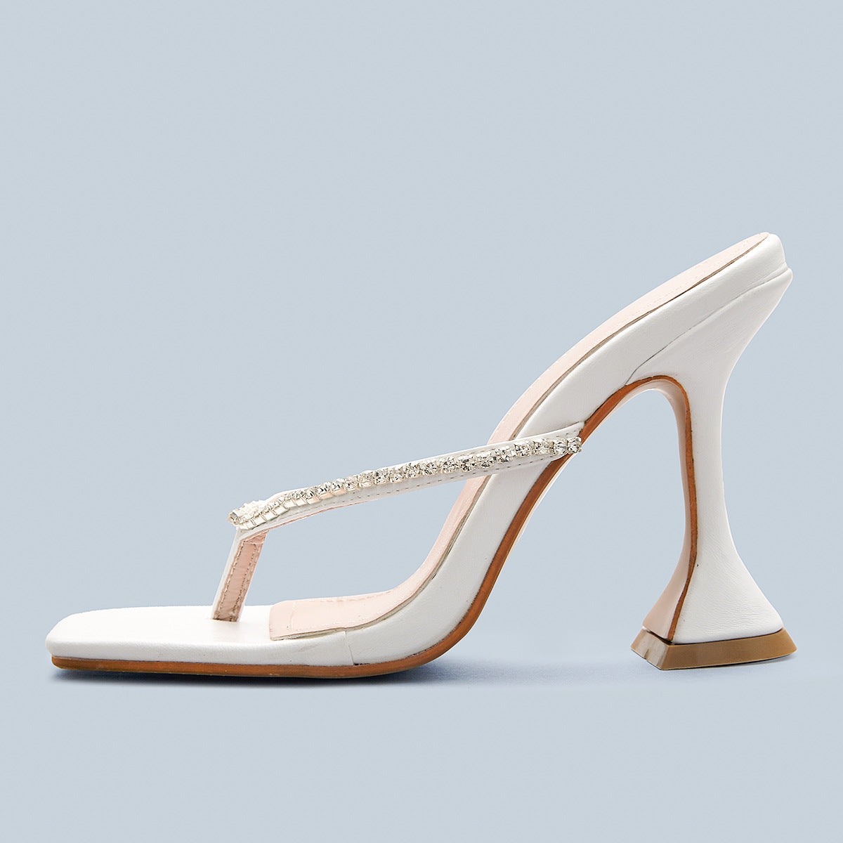 Flip-Toe High-Heel Square Sandals And Slippers