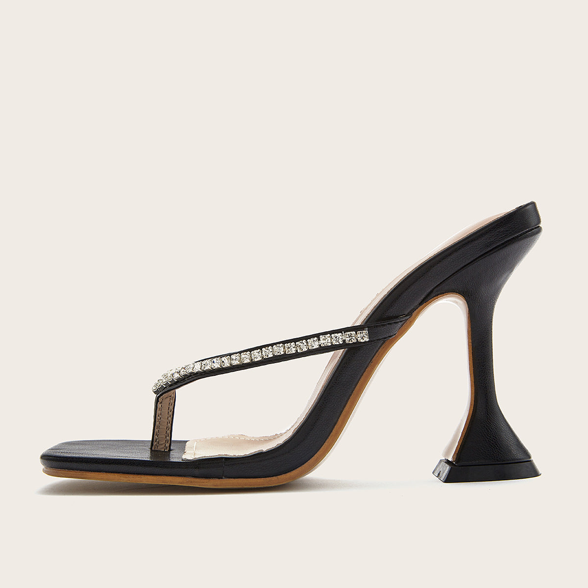 Flip-Toe High-Heel Square Sandals And Slippers