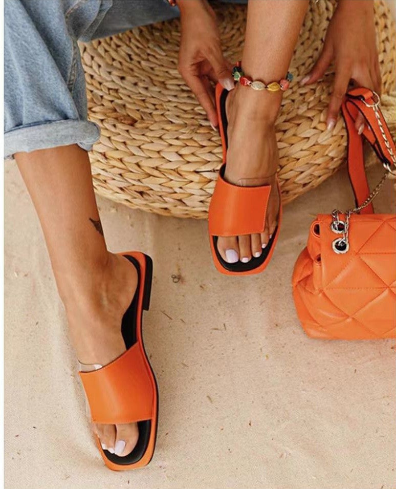 Stitching Fashion Solid Color Flat Sandals
