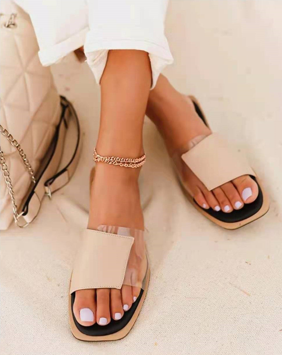 Stitching Fashion Solid Color Flat Sandals