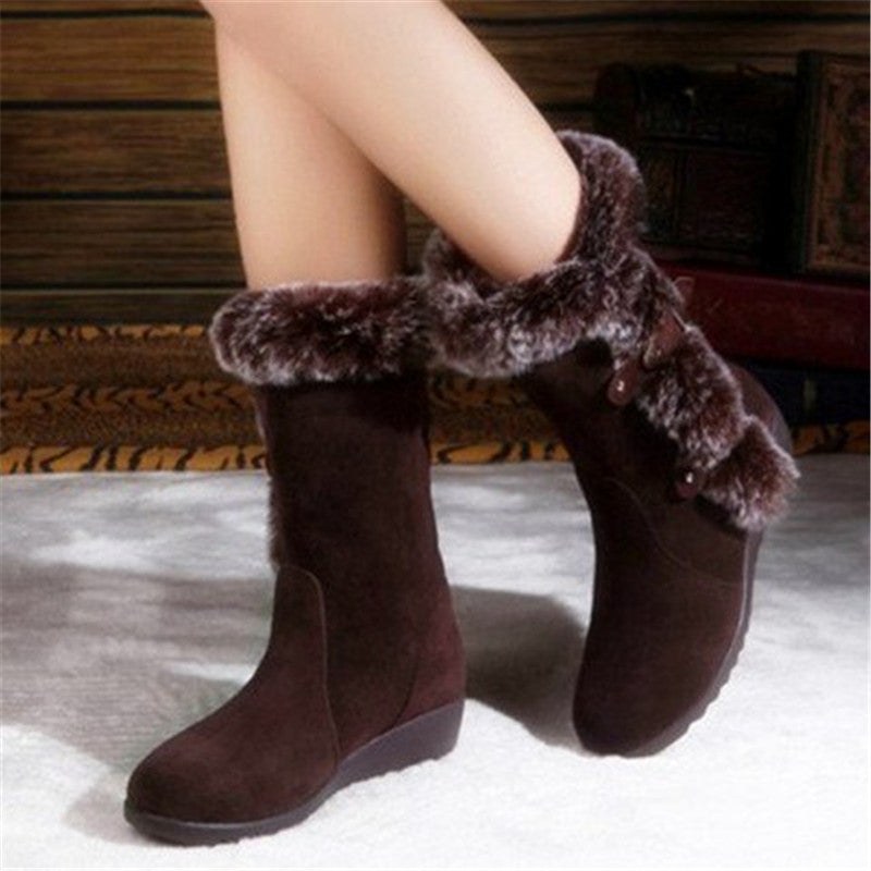 Suede Warm Plus Size Fashionable Low-heel Boots