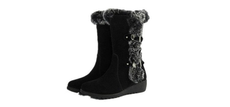 Suede Warm Plus Size Fashionable Low-heel Boots