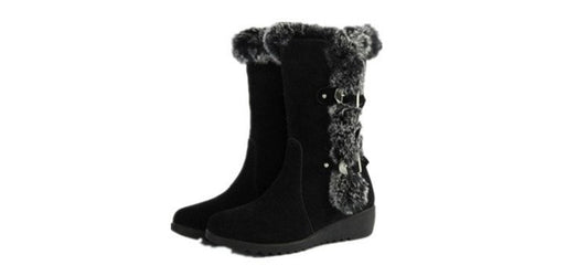 Suede Warm Plus Size Fashionable Low-heel Boots