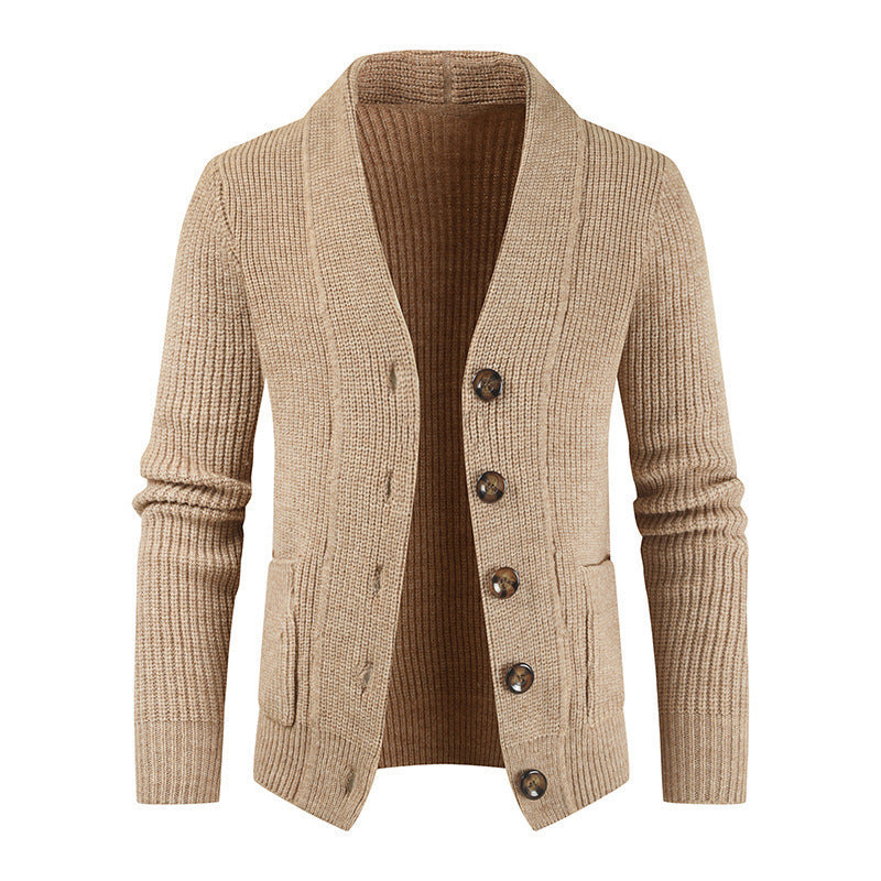 New Men's Sweater Casual Long Sleeved Thick Cardigan
