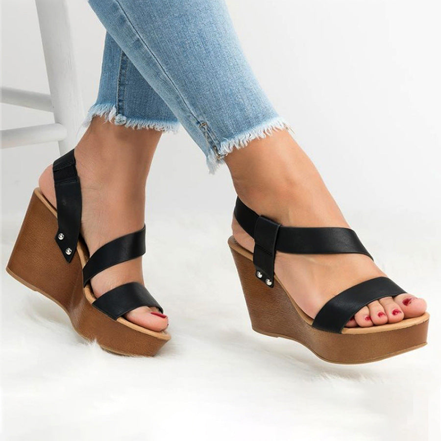 New Style Fish Mouth Wedge Platform Sandals For Ladies