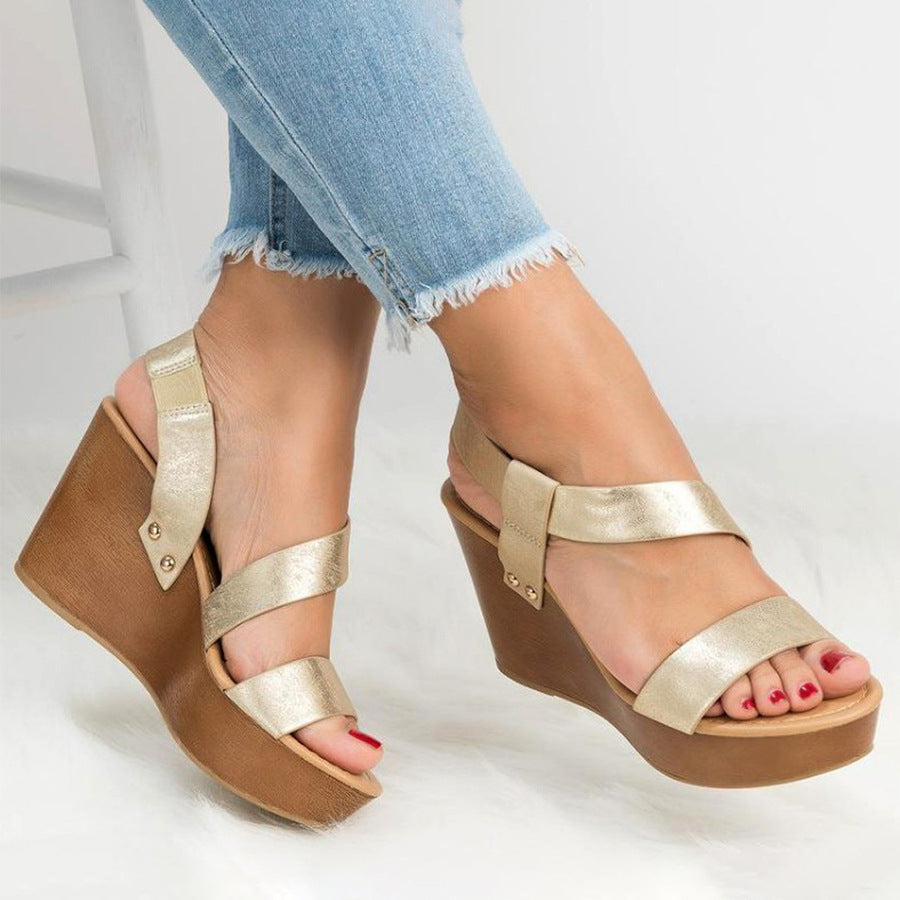New Style Fish Mouth Wedge Platform Sandals For Ladies