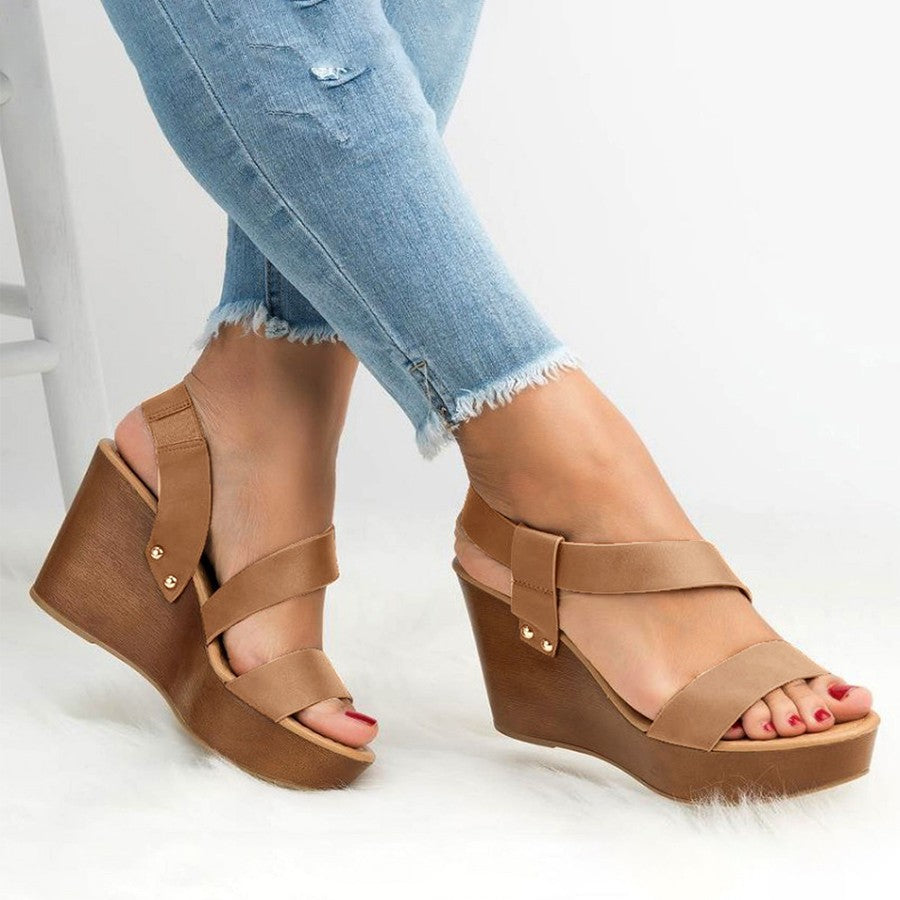 New Style Fish Mouth Wedge Platform Sandals For Ladies