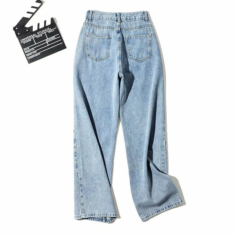 Straight Mopping High-Waisted Wide-Leg Pants
