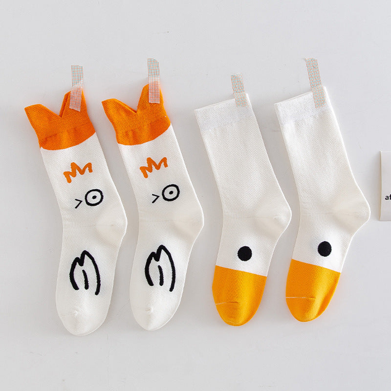 Creative Three-dimensional Duck Women's Cotton All-match Couple In-tube Socks