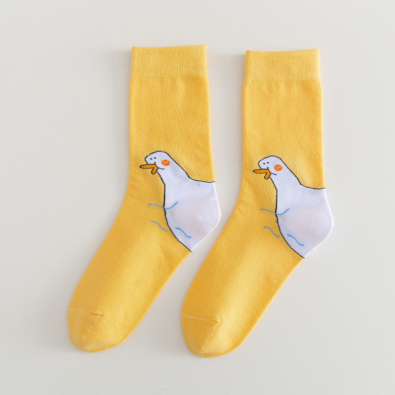 Creative Three-dimensional Duck Women's Cotton All-match Couple In-tube Socks