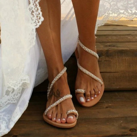 Slip-On Rhinestone Large Size Beach Shoes