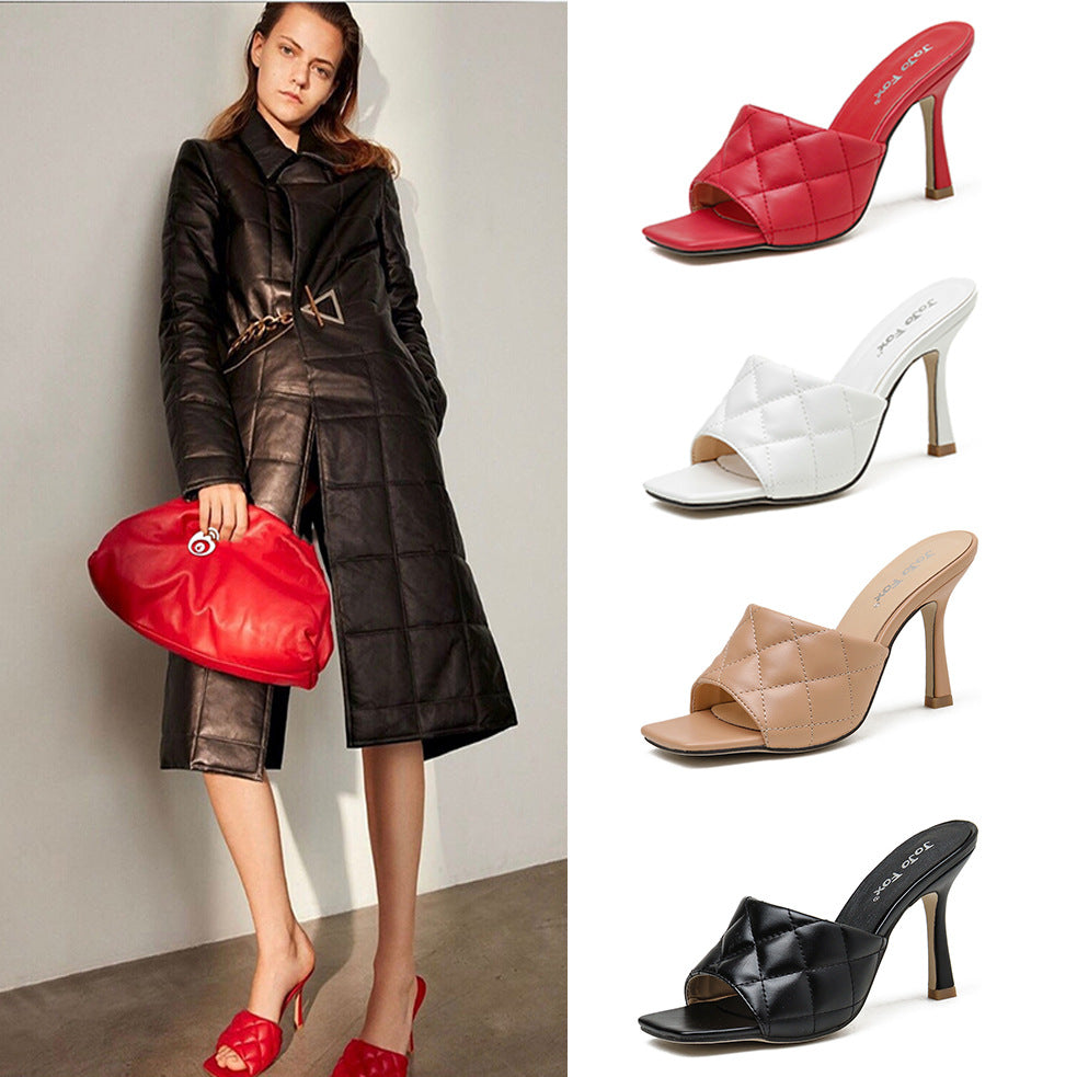European And American Summer Style Stiletto Rhombus Sandals And Slippers