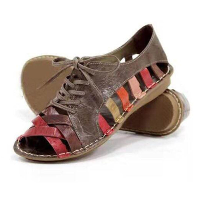 Roman style foreign trade lace-up flat sandals