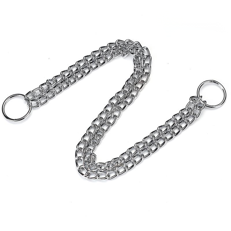 Double-row chain collar chrome-plated pet supplies dog collar
