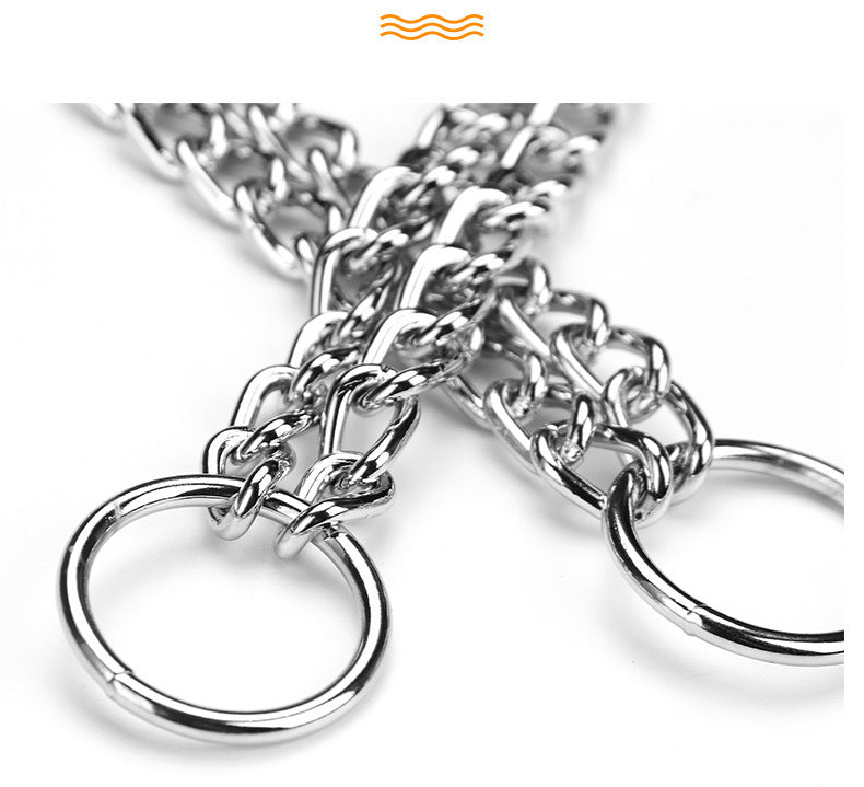 Double-row chain collar chrome-plated pet supplies dog collar