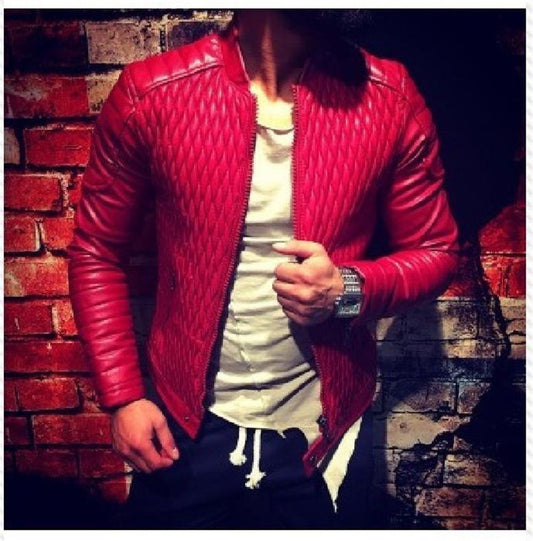 Men's Ouma Motorcycle Casual Stand Collar Leather Jacket
