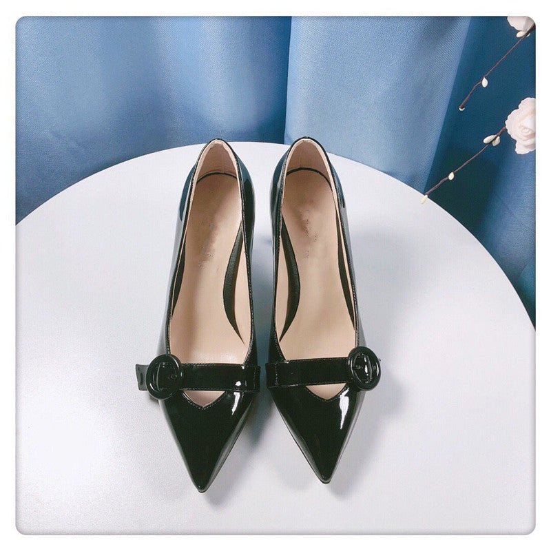 Round Buckle Design Style High Heels