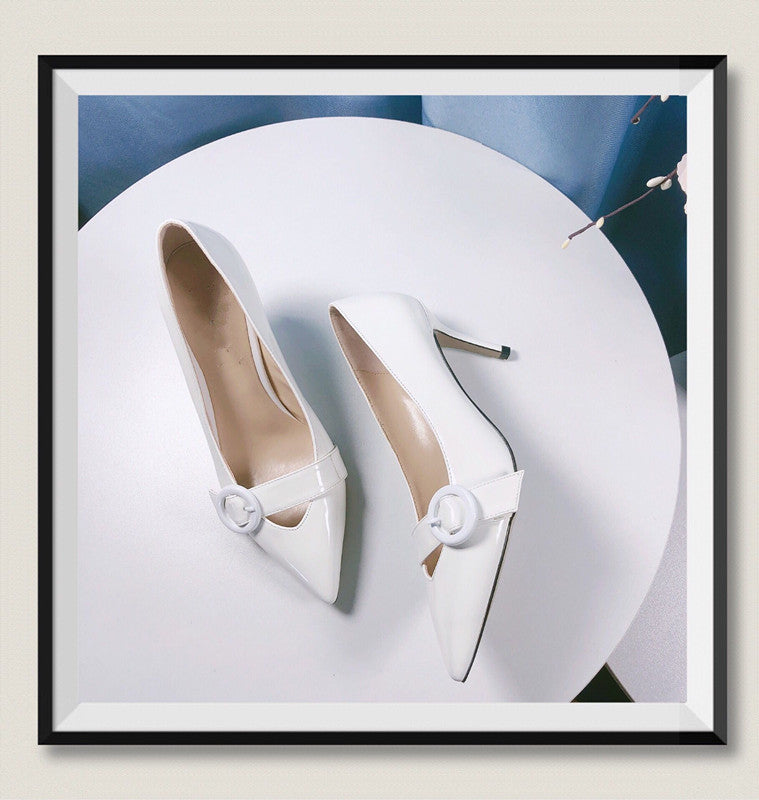 Round Buckle Design Style High Heels