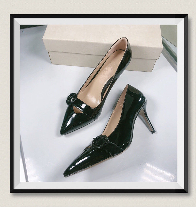 Round Buckle Design Style High Heels