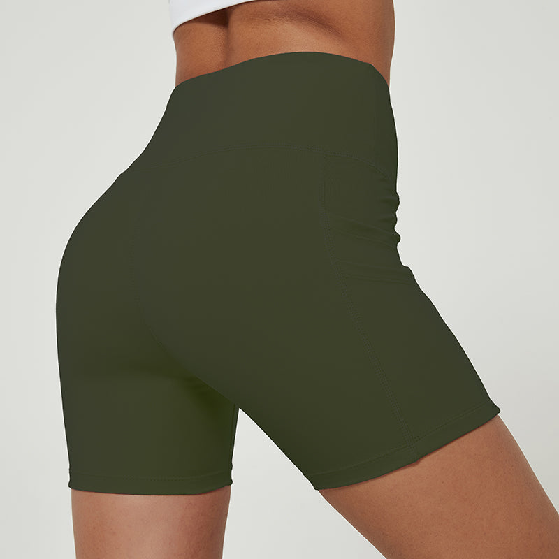 Trepunkts højtaljede yogabukser, ferskenhofte-løbeshorts, strækbare fitness-sweatpants