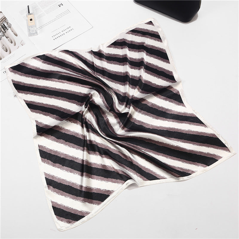 Color blocking Striped Small Square Scarf