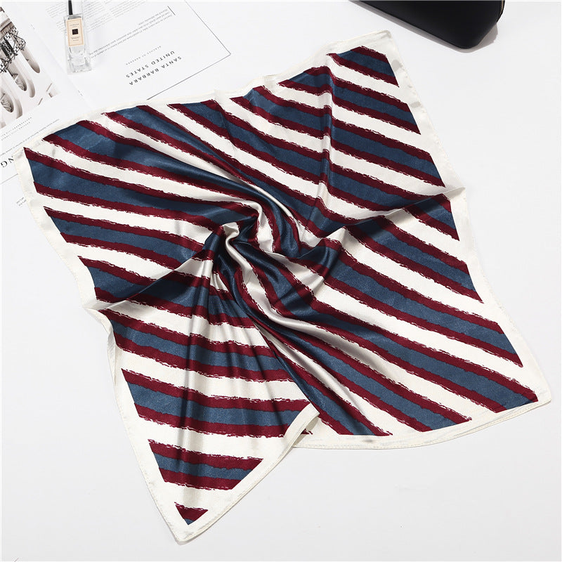Color blocking Striped Small Square Scarf