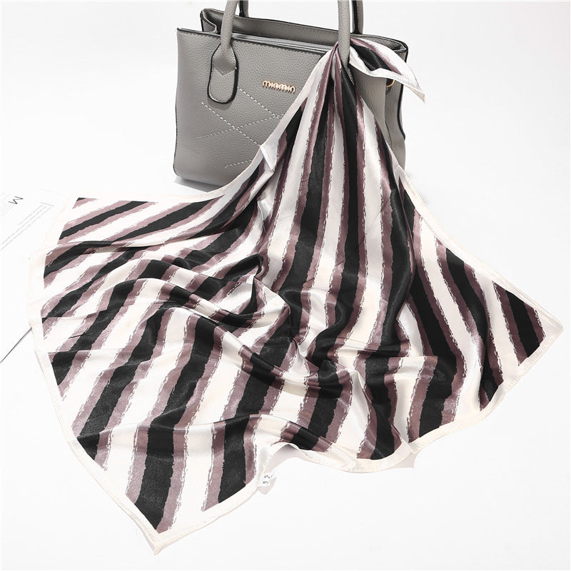 Color blocking Striped Small Square Scarf