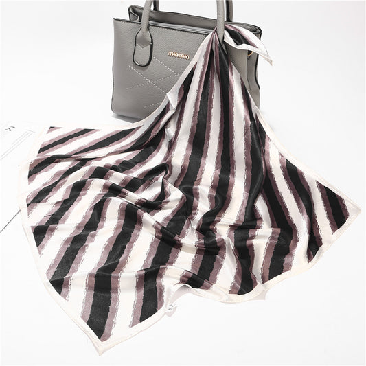Color blocking Striped Small Square Scarf