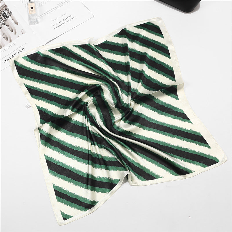 Color blocking Striped Small Square Scarf