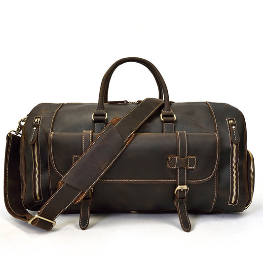 Retro Crazy Horse Skin Rejsetaske Mænds Store Kapacitet Bagagetaske