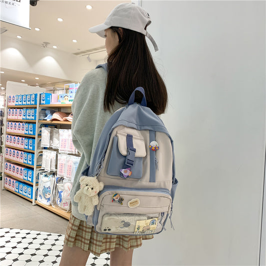 Small Fresh Literary Transparent Front Pocket Student Schoolbag
