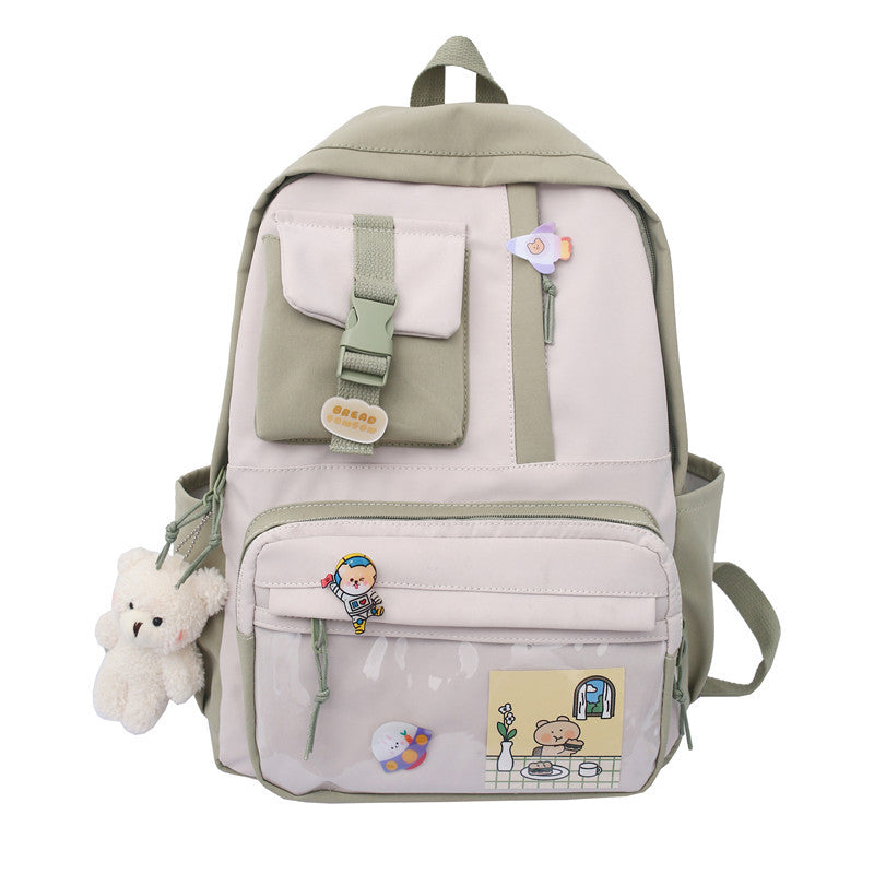 Small Fresh Literary Transparent Front Pocket Student Schoolbag
