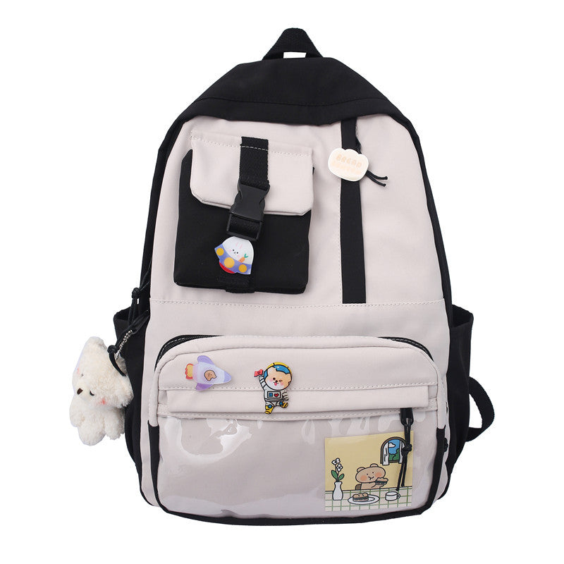 Small Fresh Literary Transparent Front Pocket Student Schoolbag