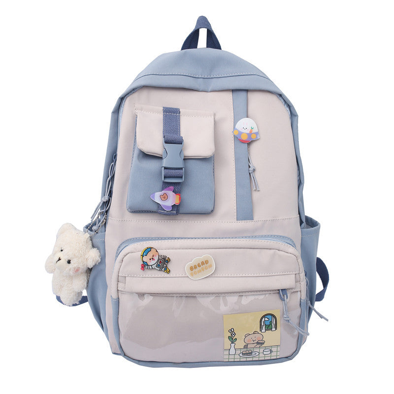 Small Fresh Literary Transparent Front Pocket Student Schoolbag