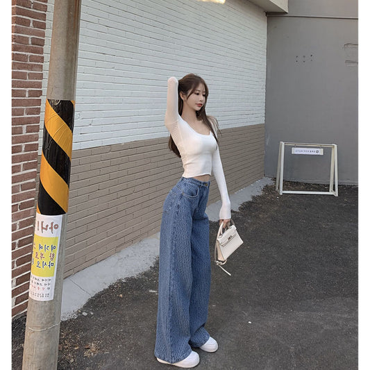Women's Fashion High-Waist Straight-Leg Jeans