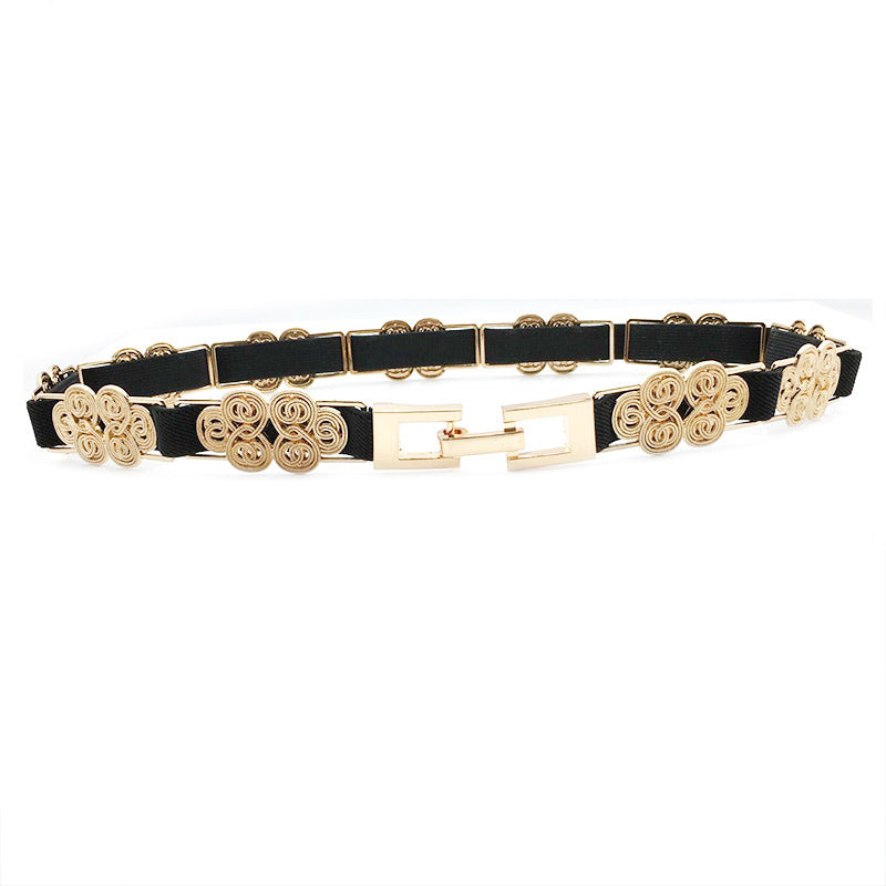European And American Style Metal Stitching Female Elastic Elastic Thin Waistband Fashionable And Handsome Metal Skirt Waist Chain Thin Waist