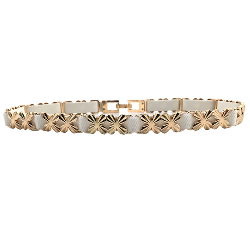 European And American Style Metal Stitching Female Elastic Elastic Thin Waistband Fashionable And Handsome Metal Skirt Waist Chain Thin Waist