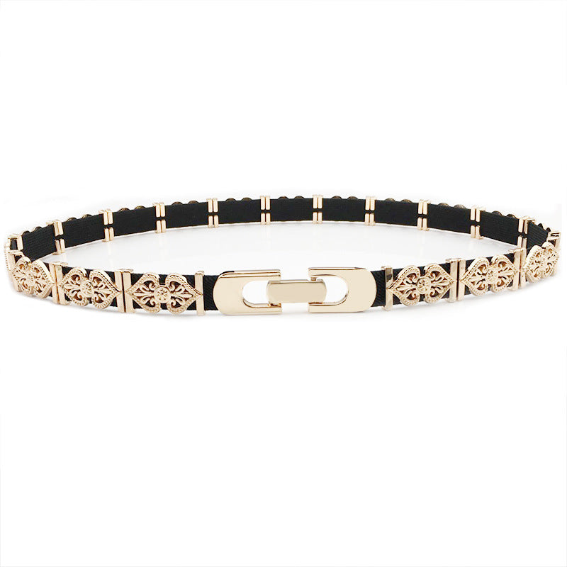 European And American Style Metal Stitching Female Elastic Elastic Thin Waistband Fashionable And Handsome Metal Skirt Waist Chain Thin Waist