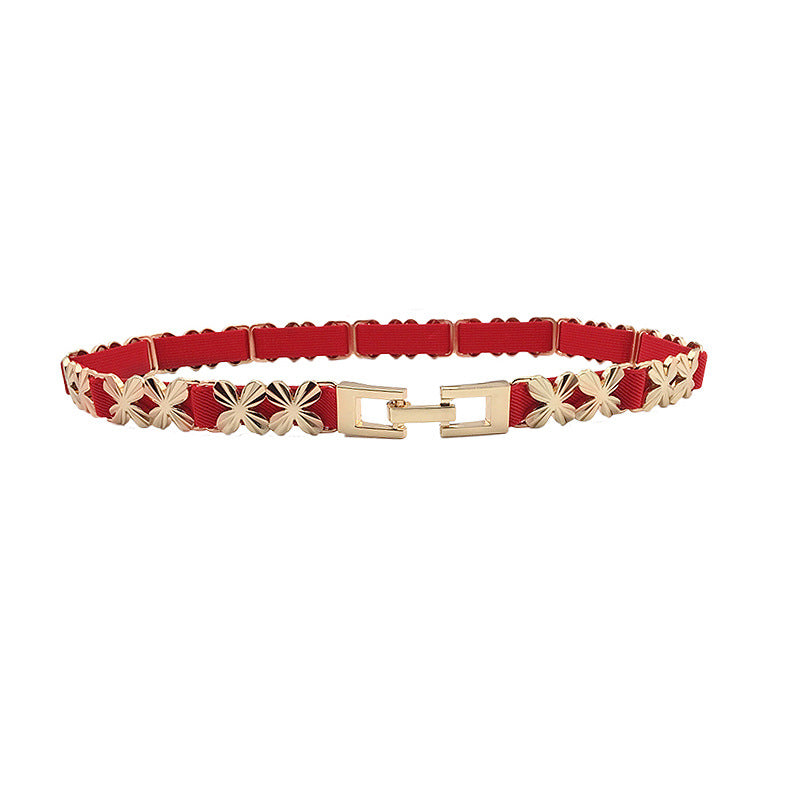 European And American Style Metal Stitching Female Elastic Elastic Thin Waistband Fashionable And Handsome Metal Skirt Waist Chain Thin Waist