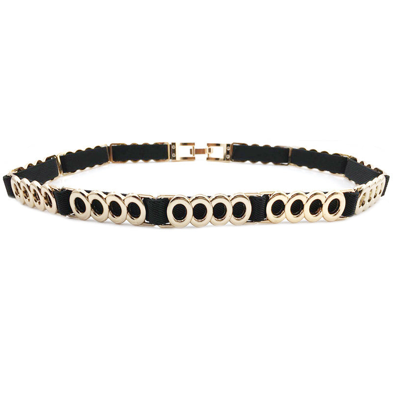 European And American Style Metal Stitching Female Elastic Elastic Thin Waistband Fashionable And Handsome Metal Skirt Waist Chain Thin Waist