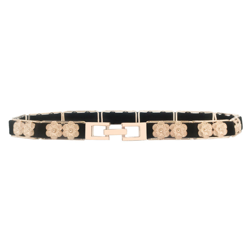 European And American Style Metal Stitching Female Elastic Elastic Thin Waistband Fashionable And Handsome Metal Skirt Waist Chain Thin Waist
