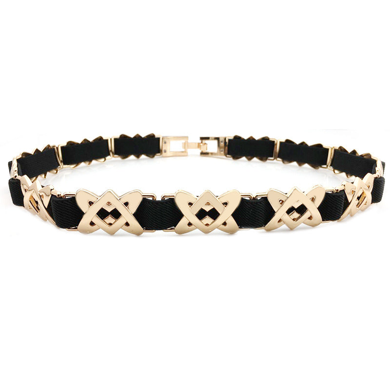 European And American Style Metal Stitching Female Elastic Elastic Thin Waistband Fashionable And Handsome Metal Skirt Waist Chain Thin Waist
