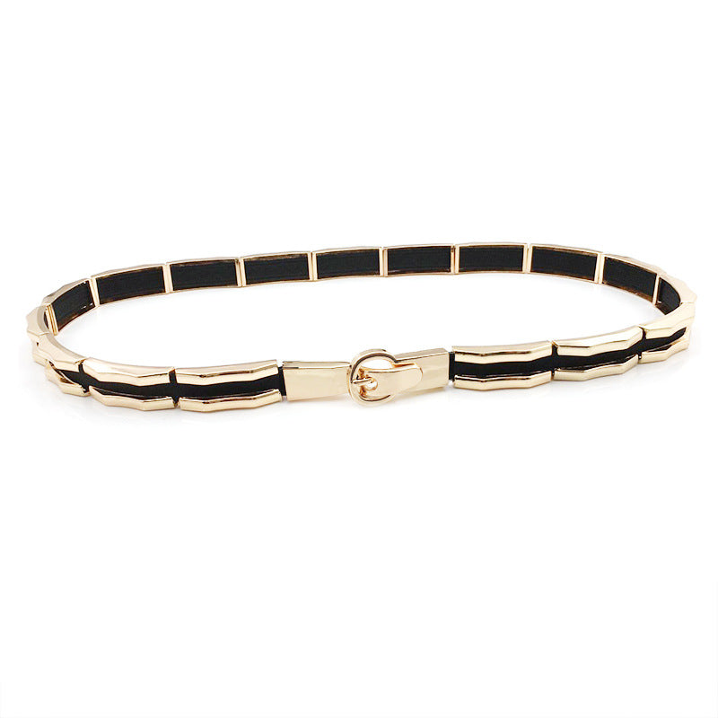 European And American Style Metal Stitching Female Elastic Elastic Thin Waistband Fashionable And Handsome Metal Skirt Waist Chain Thin Waist