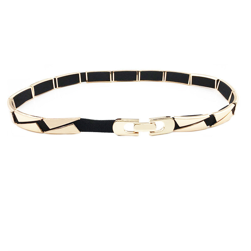 European And American Style Metal Stitching Female Elastic Elastic Thin Waistband Fashionable And Handsome Metal Skirt Waist Chain Thin Waist