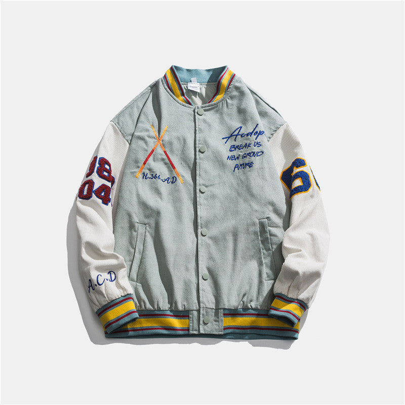 Retro Baseballuniform Løse Overallsjakke Fritidsjakke