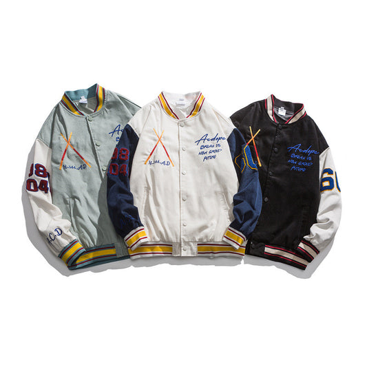 Retro Baseball Uniform Loose Overalls Jacket Casual Jacket