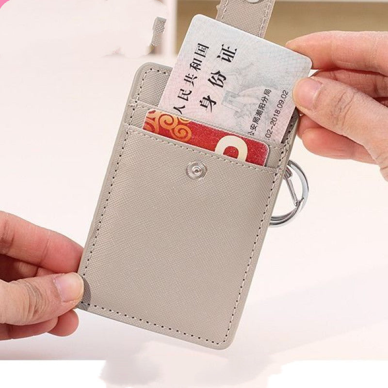 Student Lanyard Card Holder Key Chain Bus Card Subway Card Access Card Leather Hanging Neck Card Holder School Card Holder Meal Card Holder